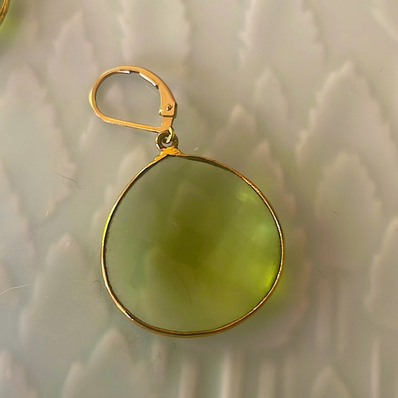 Large Citrine Drop Gold Earrings - Picture 2 of 3